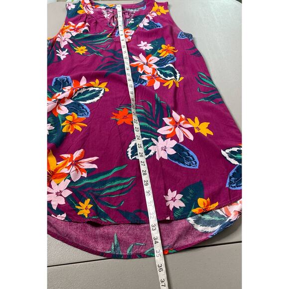 Old Navy Shift Dress Tropical Floral Sundress Sleeveless Tie V Neck Purple M - Picture 10 of 10